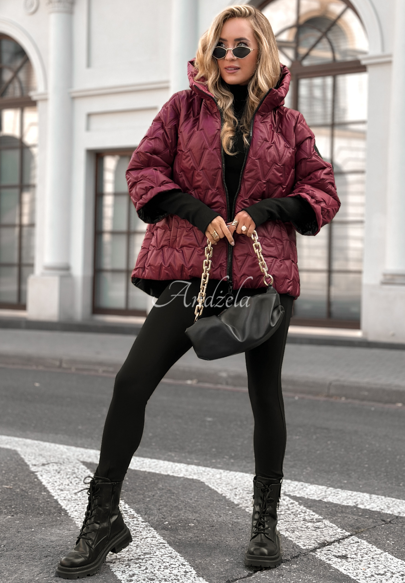 Kurze Steppjacke Quiet Afternoon Burgunderrot