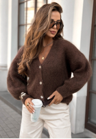 Moherowy krótki Cardigan Whisper Touch Schokoladenbraun