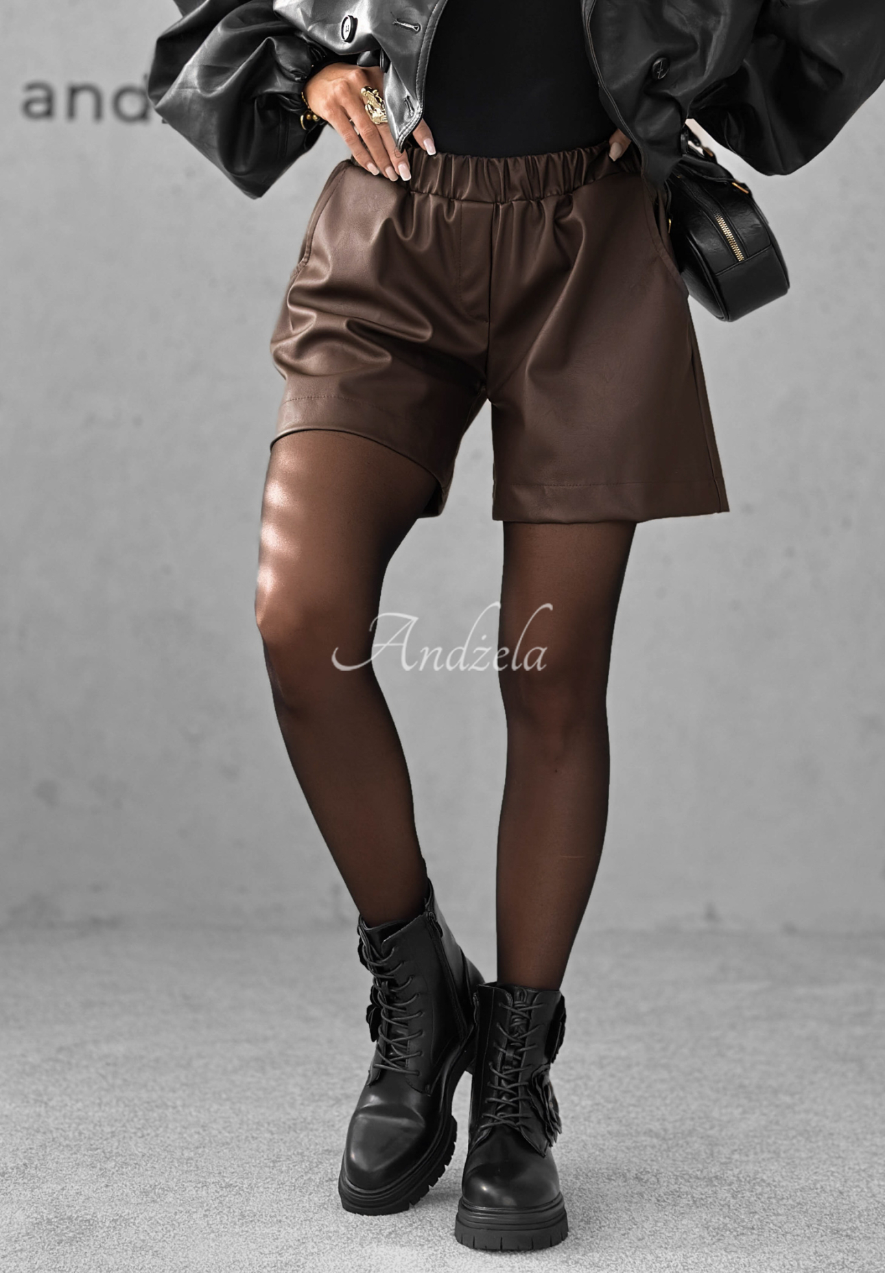 Don't Come Back chocolate leather shorts