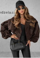 Oversize Lederjacke 80s Vibe Schokoladenbraun