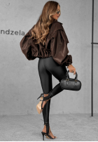 Skórzana Jacke oversize 80s Vibe Schokoladenbraun
