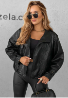 Skórzana Jacke z guzikami Don’t React Schwarz