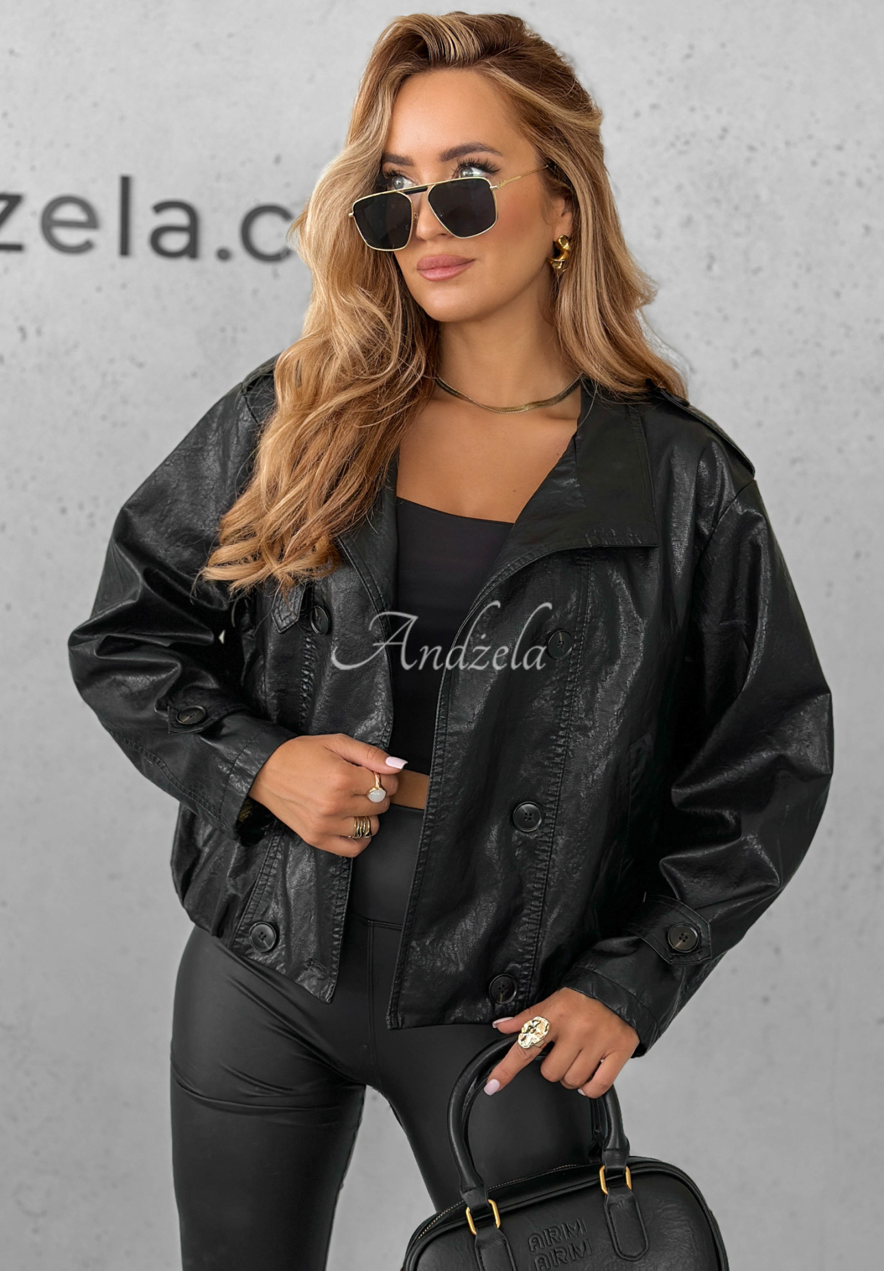 Lederjacke mit Knöpfen Don’t React Schwarz