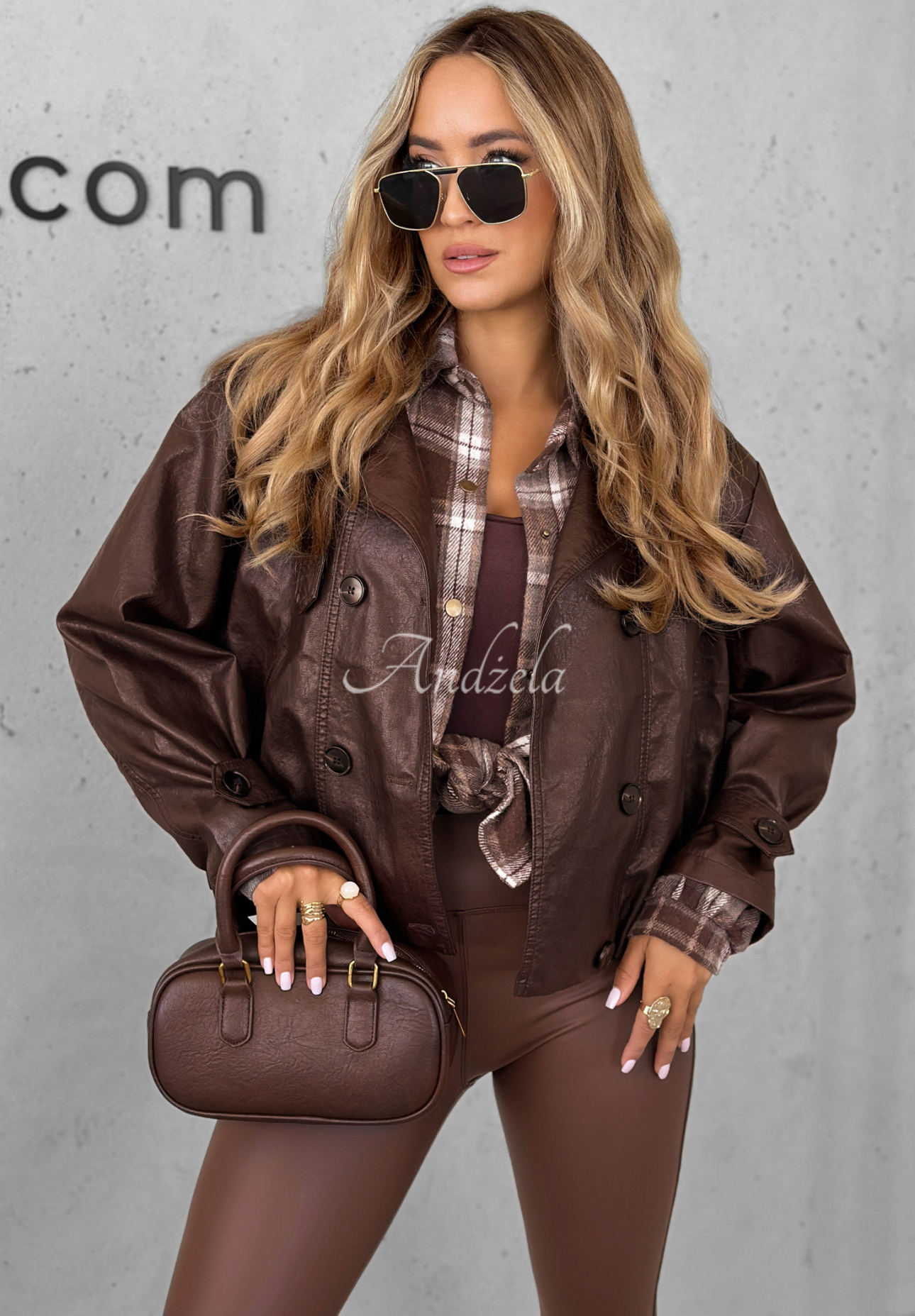 Lederjacke mit Knöpfen Don’t React Schokoladenbraun