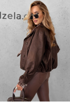 Skórzana Jacke z guzikami Don’t React Schokoladenbraun