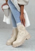 Skórzane Stiefeletten z kwiatami Whispering Pines Beige