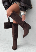Lange zamszowe Stiefel Weather Channel Schokoladenbraun