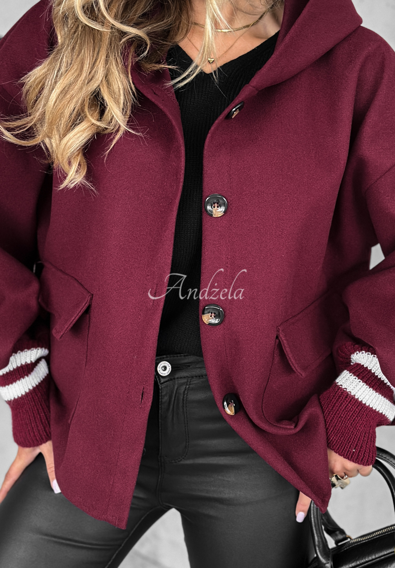 Kurze Jacke mit Kapuze Your New Number Burgunderrot