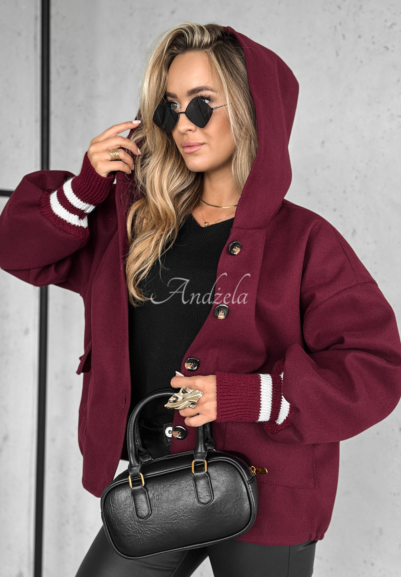 Kurze Jacke mit Kapuze Your New Number Burgunderrot