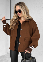 Krótka kurtka z kapturem Your New Number czekoladowa