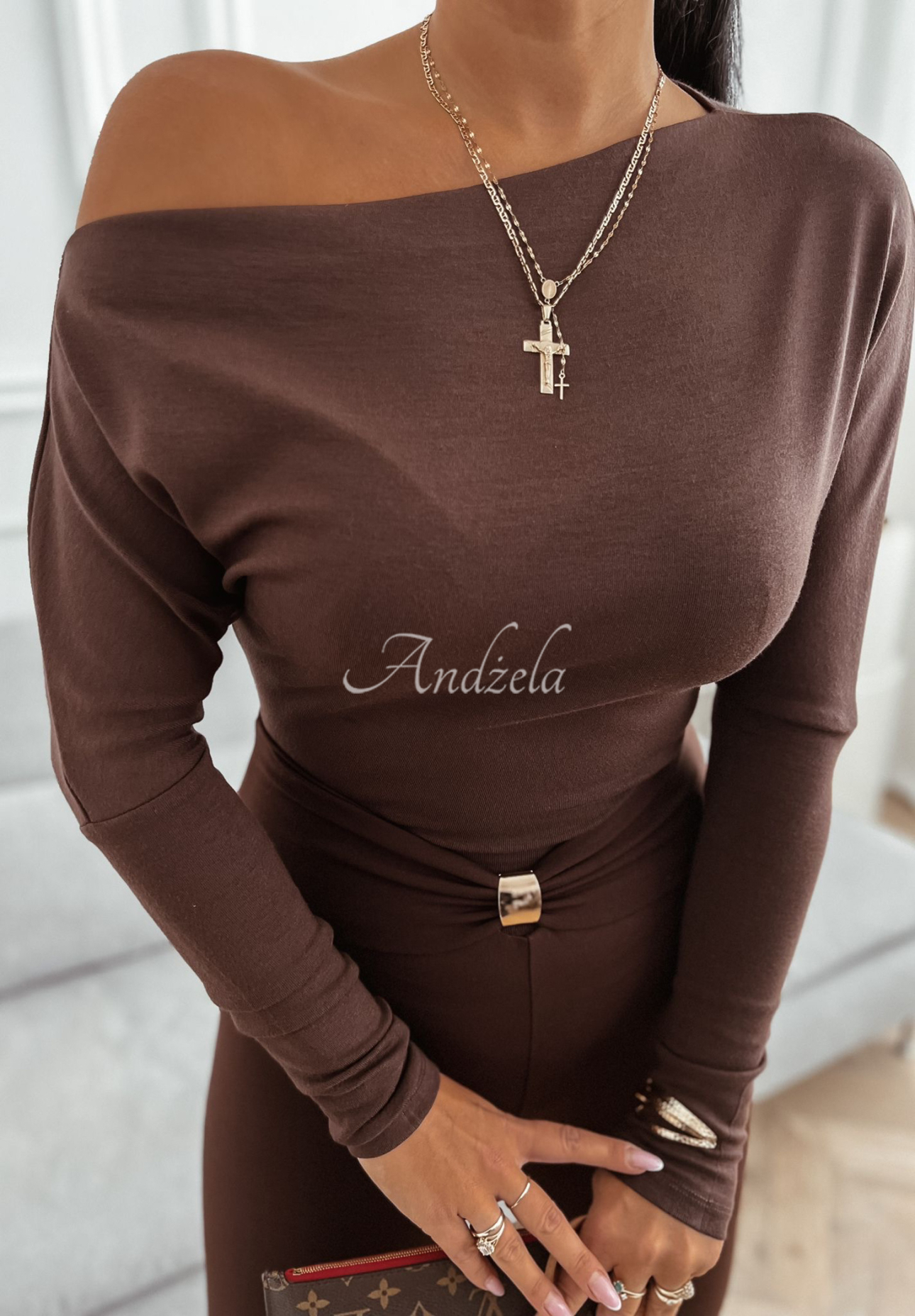 Asymmetrische Bluse aus Viskose Right For Me Schokoladenbraun