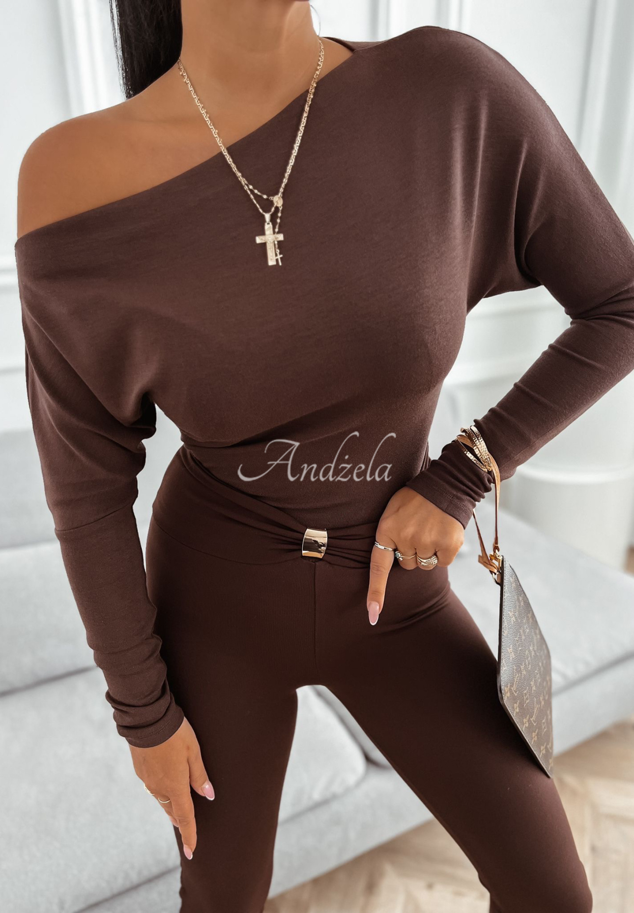 Asymmetrische Bluse aus Viskose Right For Me Schokoladenbraun