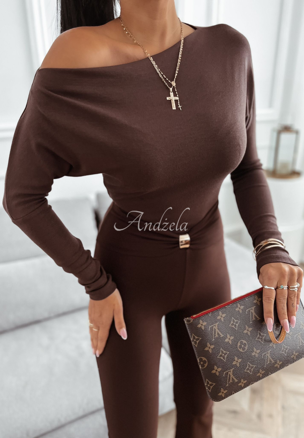 Asymmetrische Bluse aus Viskose Right For Me Schokoladenbraun