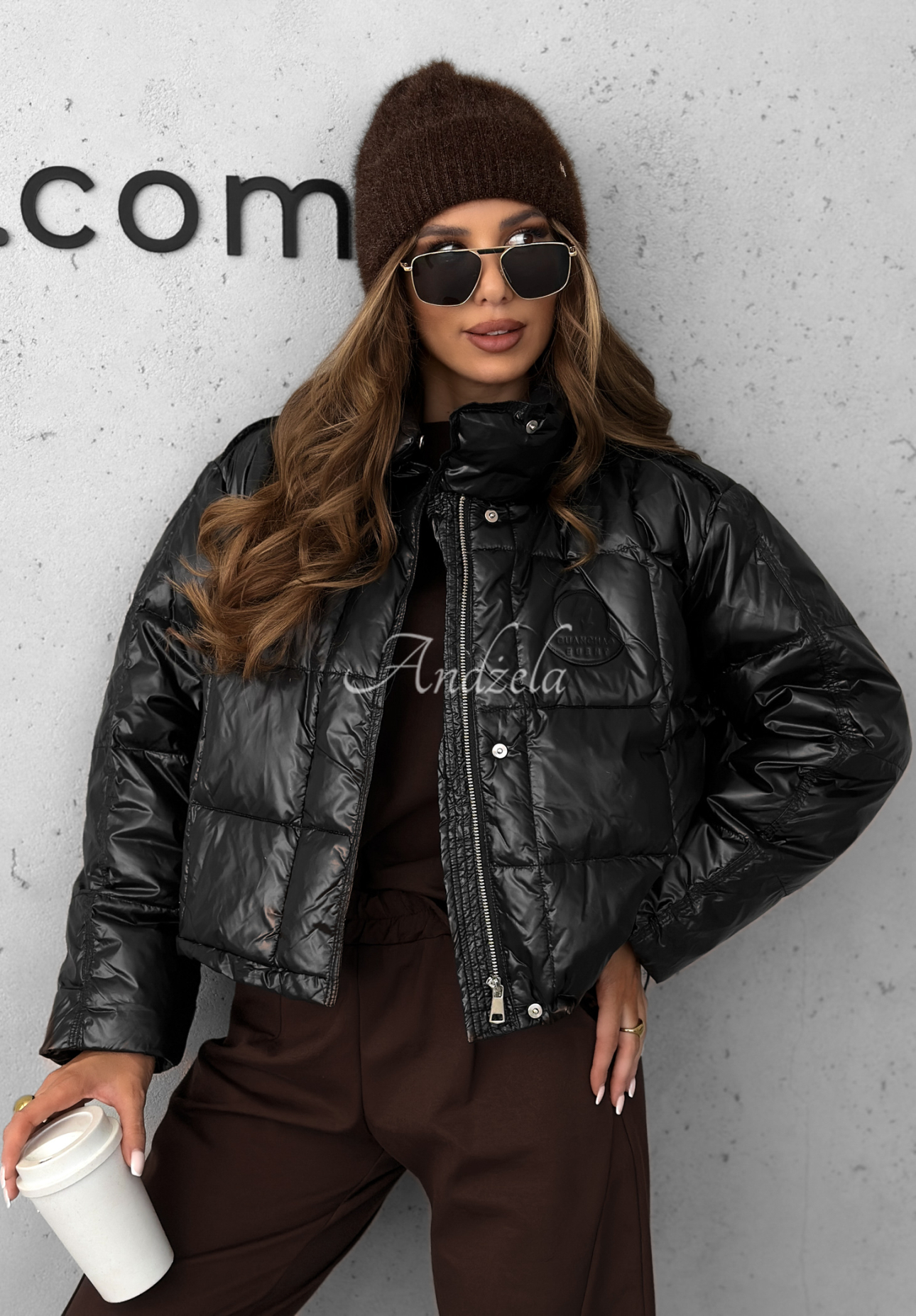 Daunenjacke Golden Leaves Schwarz