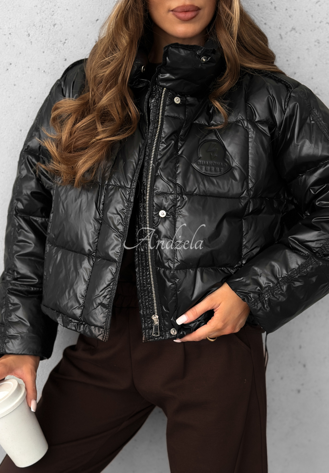 Daunenjacke Golden Leaves Schwarz