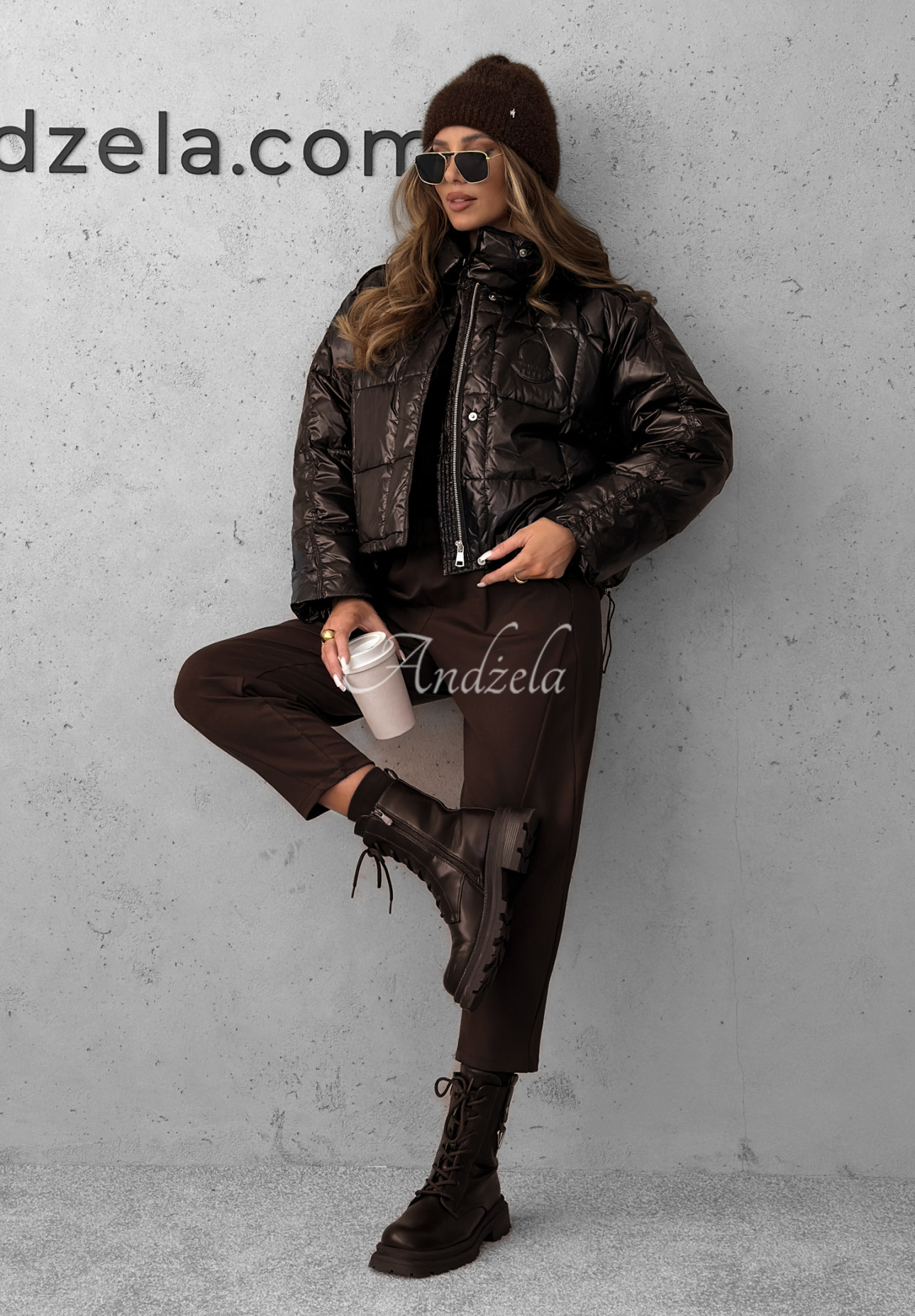 Daunenjacke Golden Leaves Schwarz