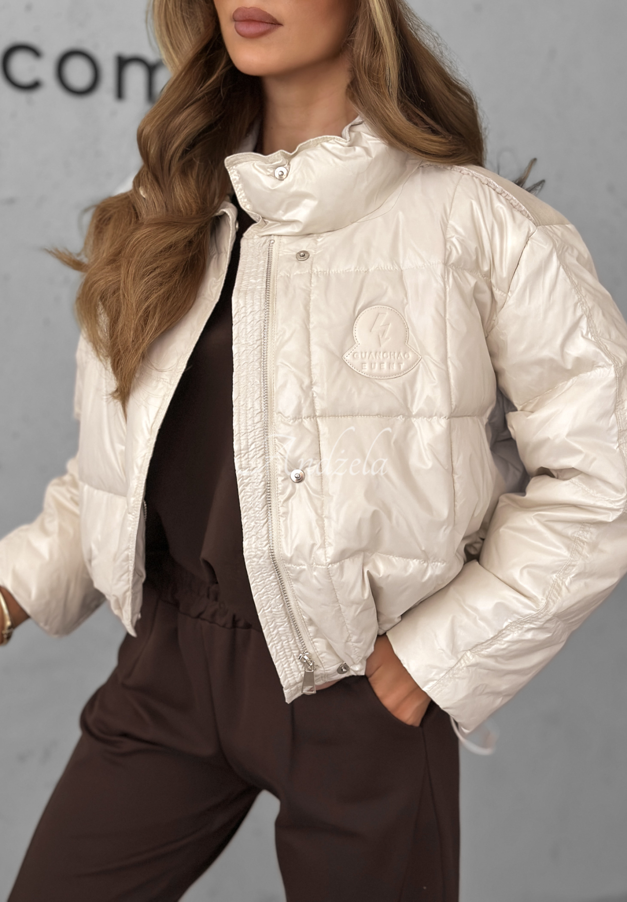 Daunenjacke Golden Leaves Beige