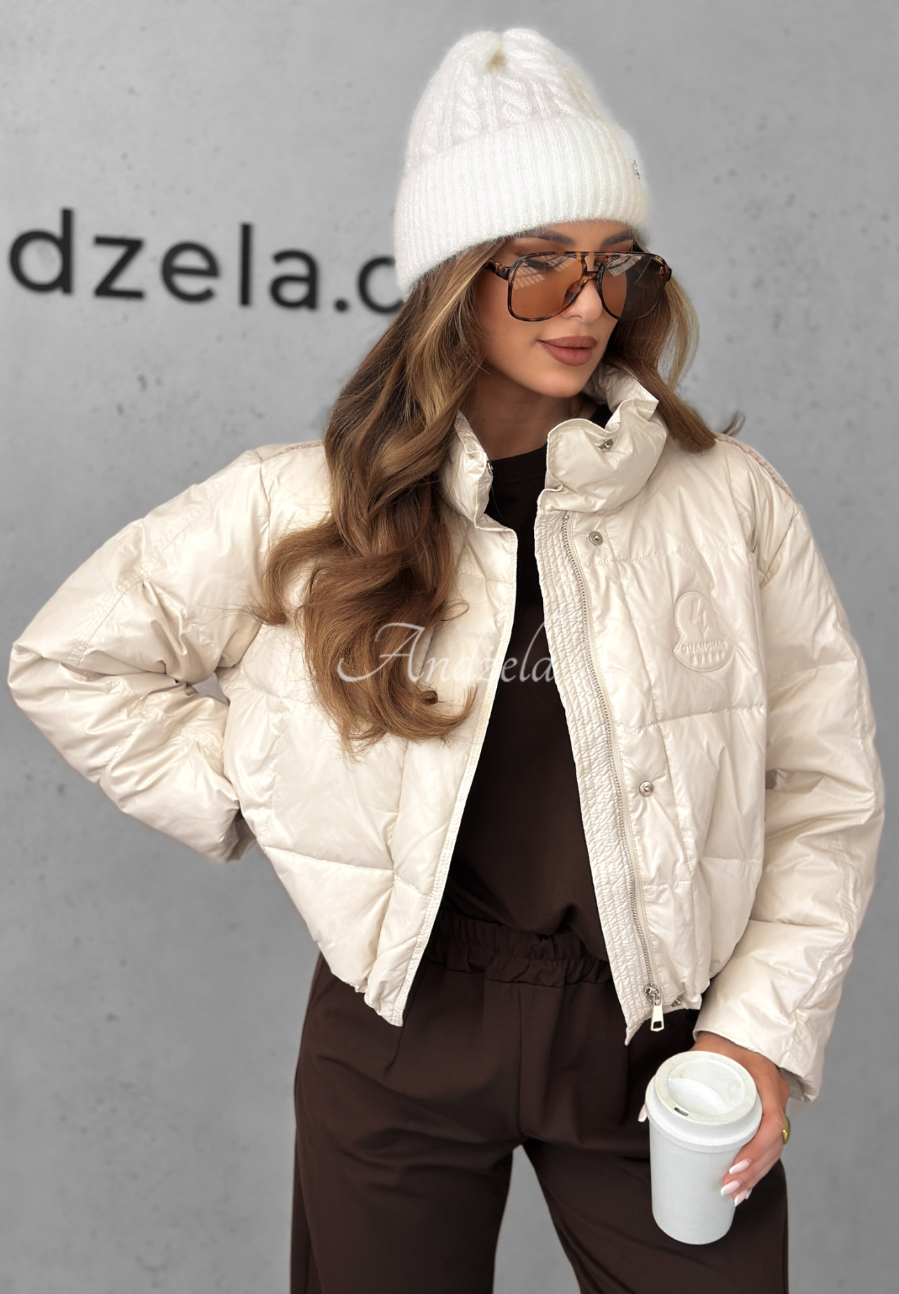 Daunenjacke Golden Leaves Beige
