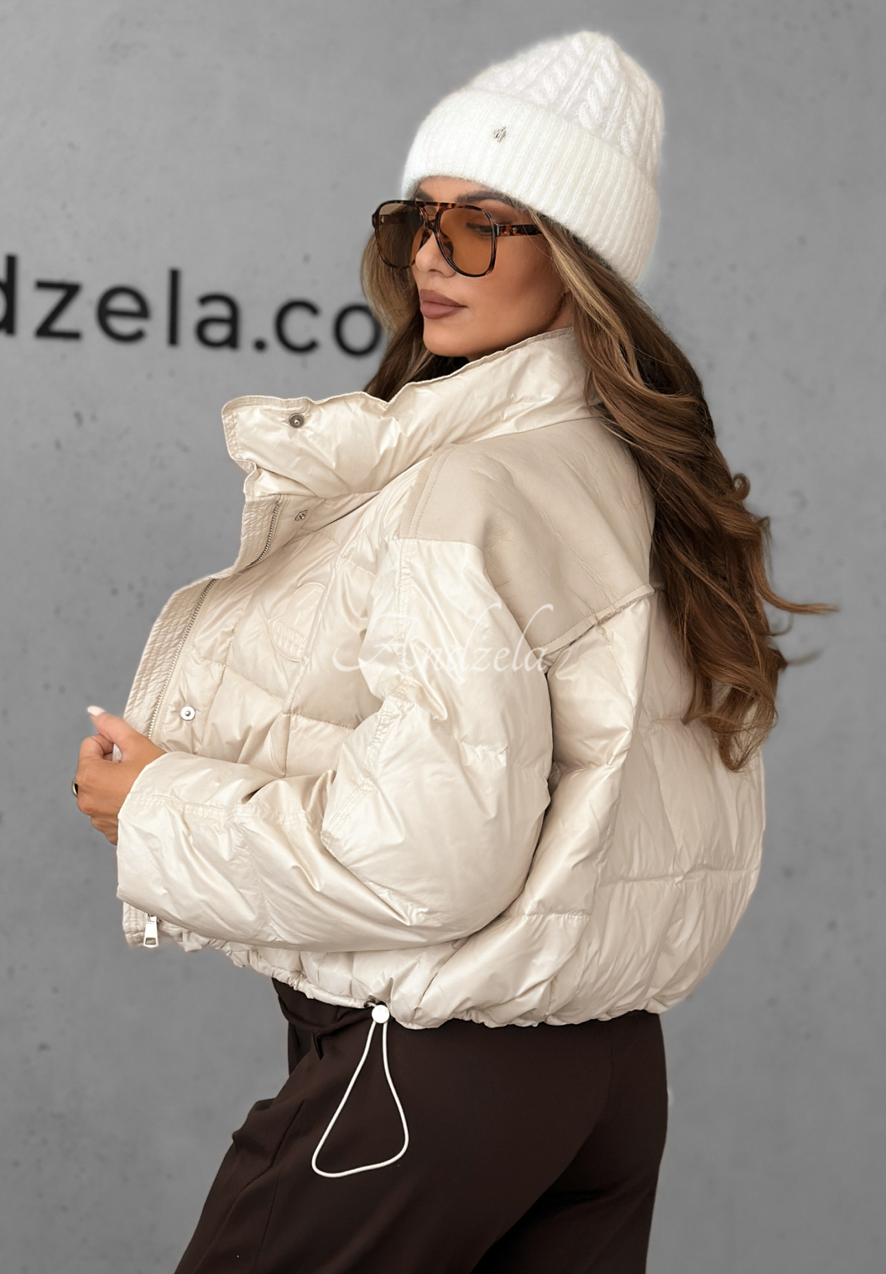 Daunenjacke Golden Leaves Beige