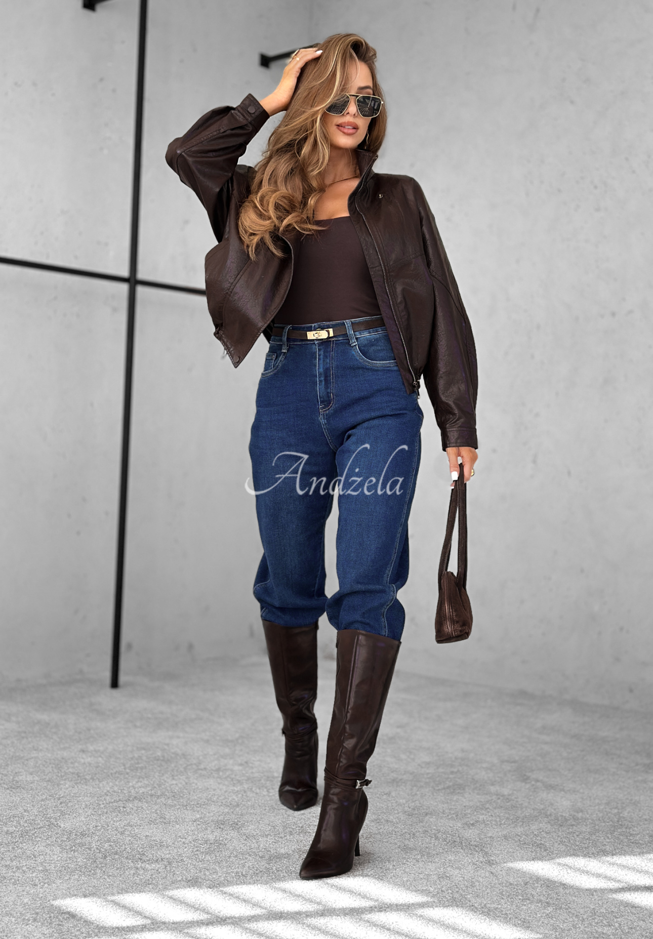 Bikerjacke aus Leder All Yours Now Schokoladenbraun