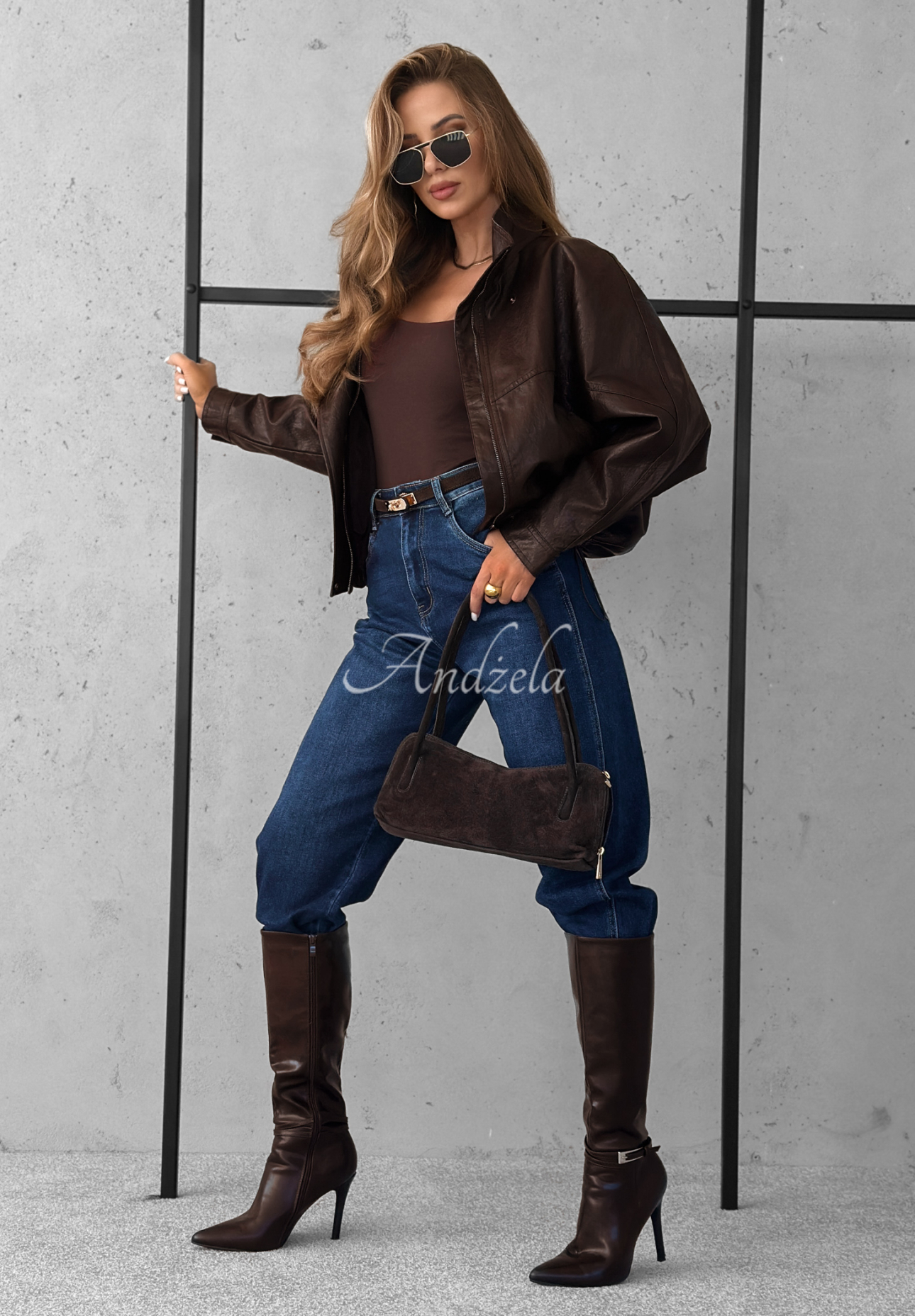 Bikerjacke aus Leder All Yours Now Schokoladenbraun