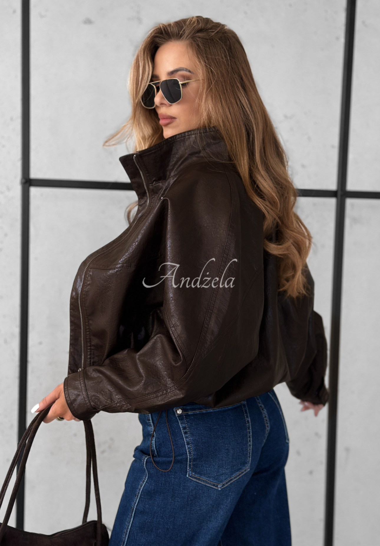Bikerjacke aus Leder All Yours Now Schokoladenbraun