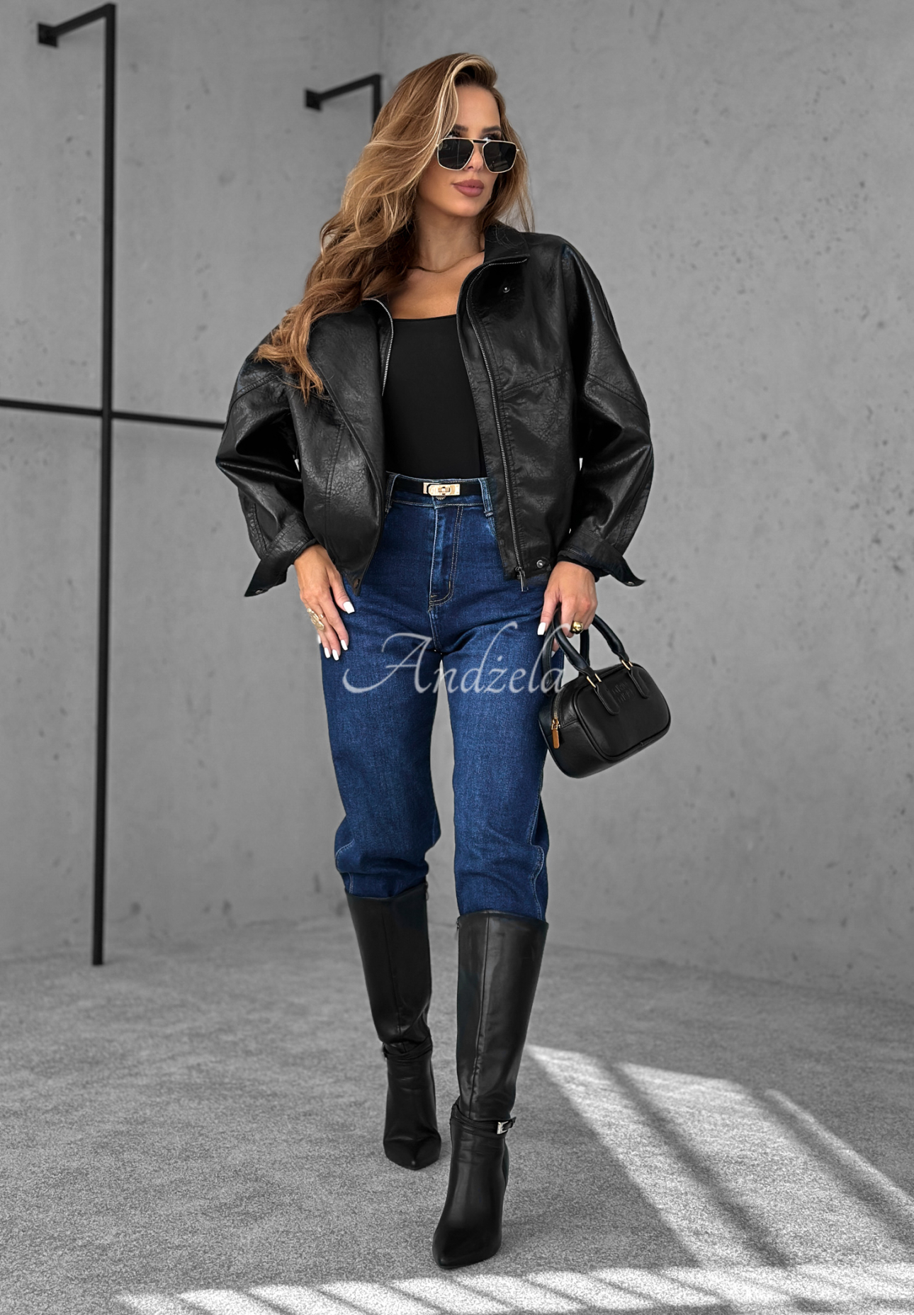 Bikerjacke aus Leder All Yours Now Schwarz