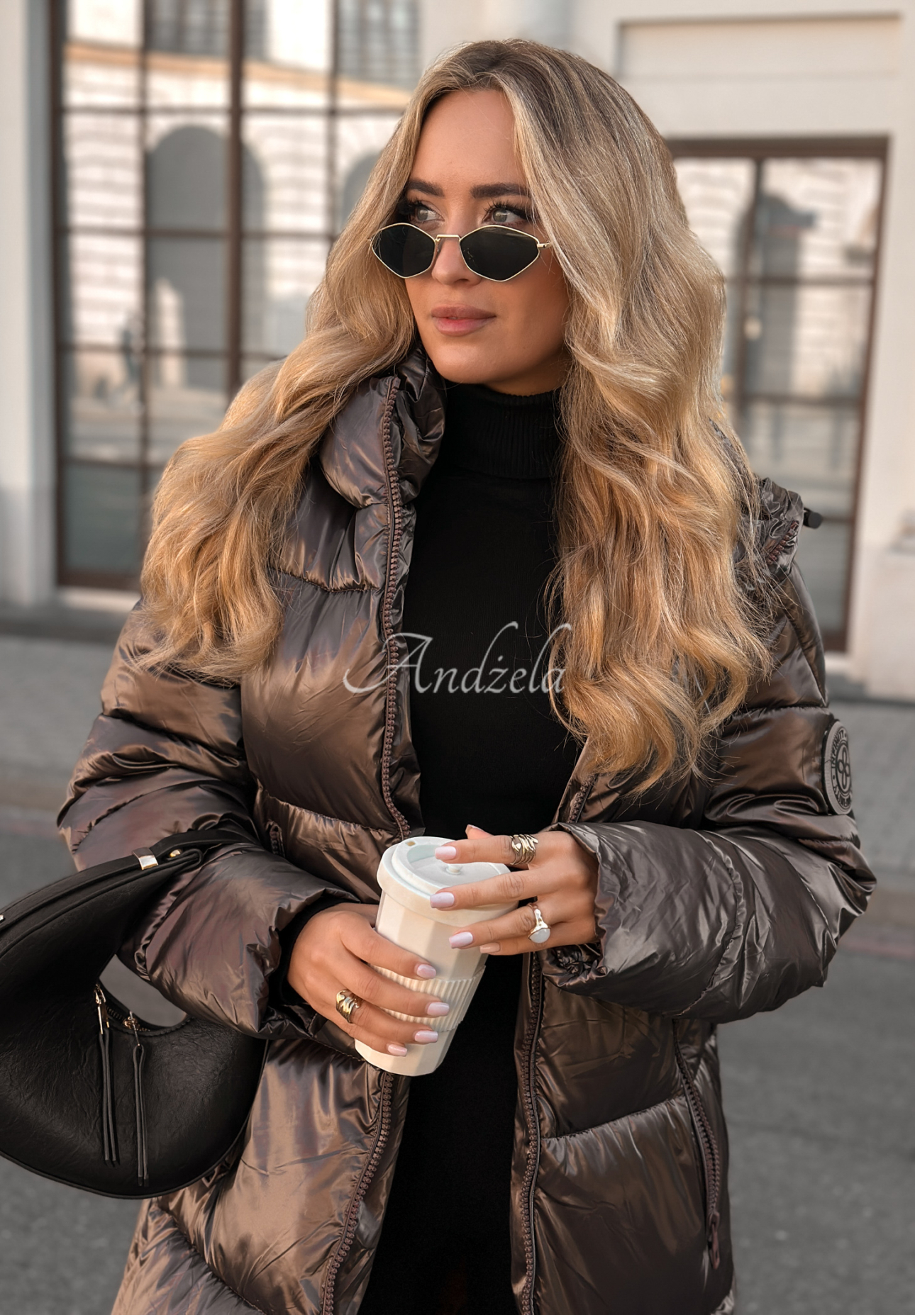 Lange Steppjacke Infinity Schokoladenbraun