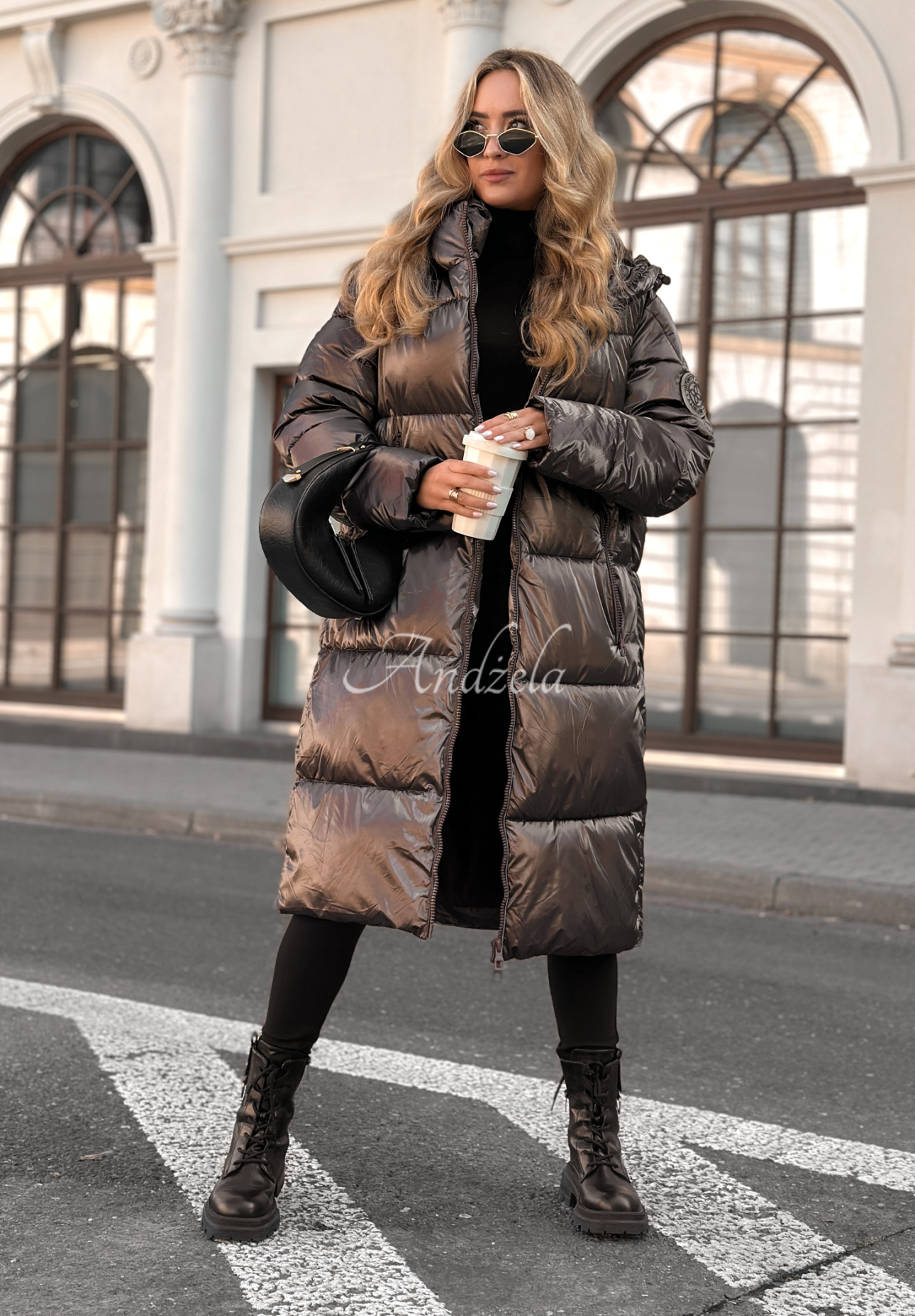 Lange Steppjacke Infinity Schokoladenbraun