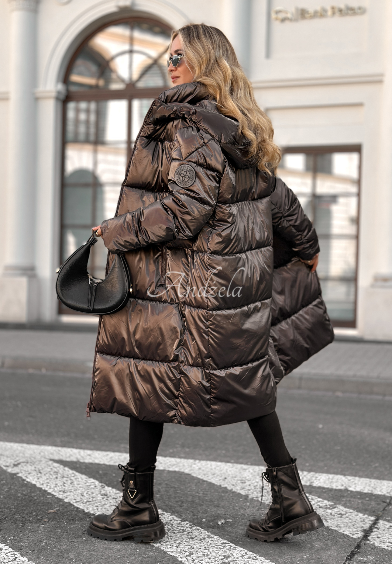Lange Steppjacke Infinity Schokoladenbraun