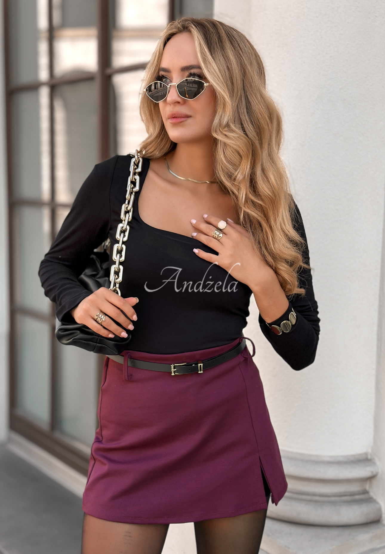 Viscose blouse with square neckline Just Checking black