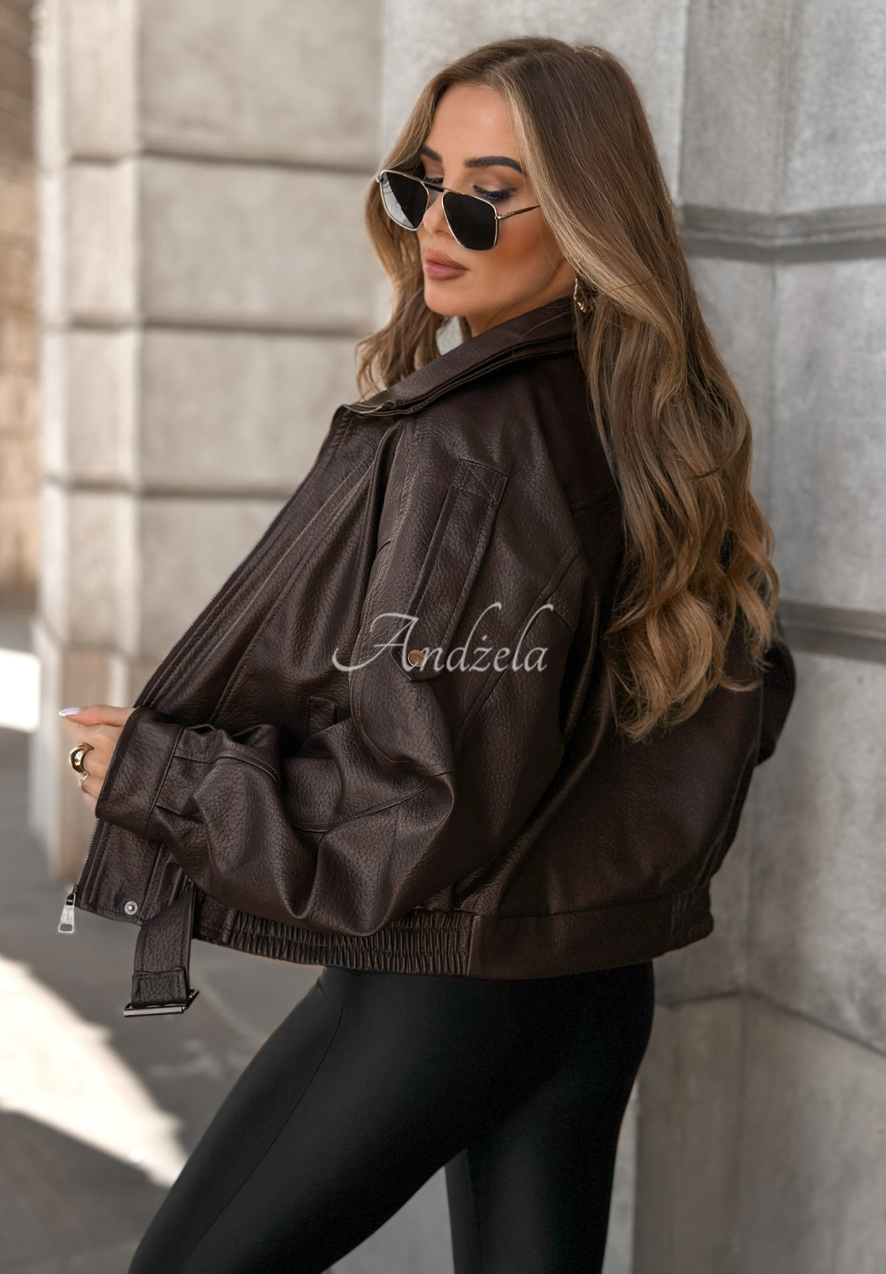 Leder-Bikerjacke Bitter Truth  Schokoladenbraun
