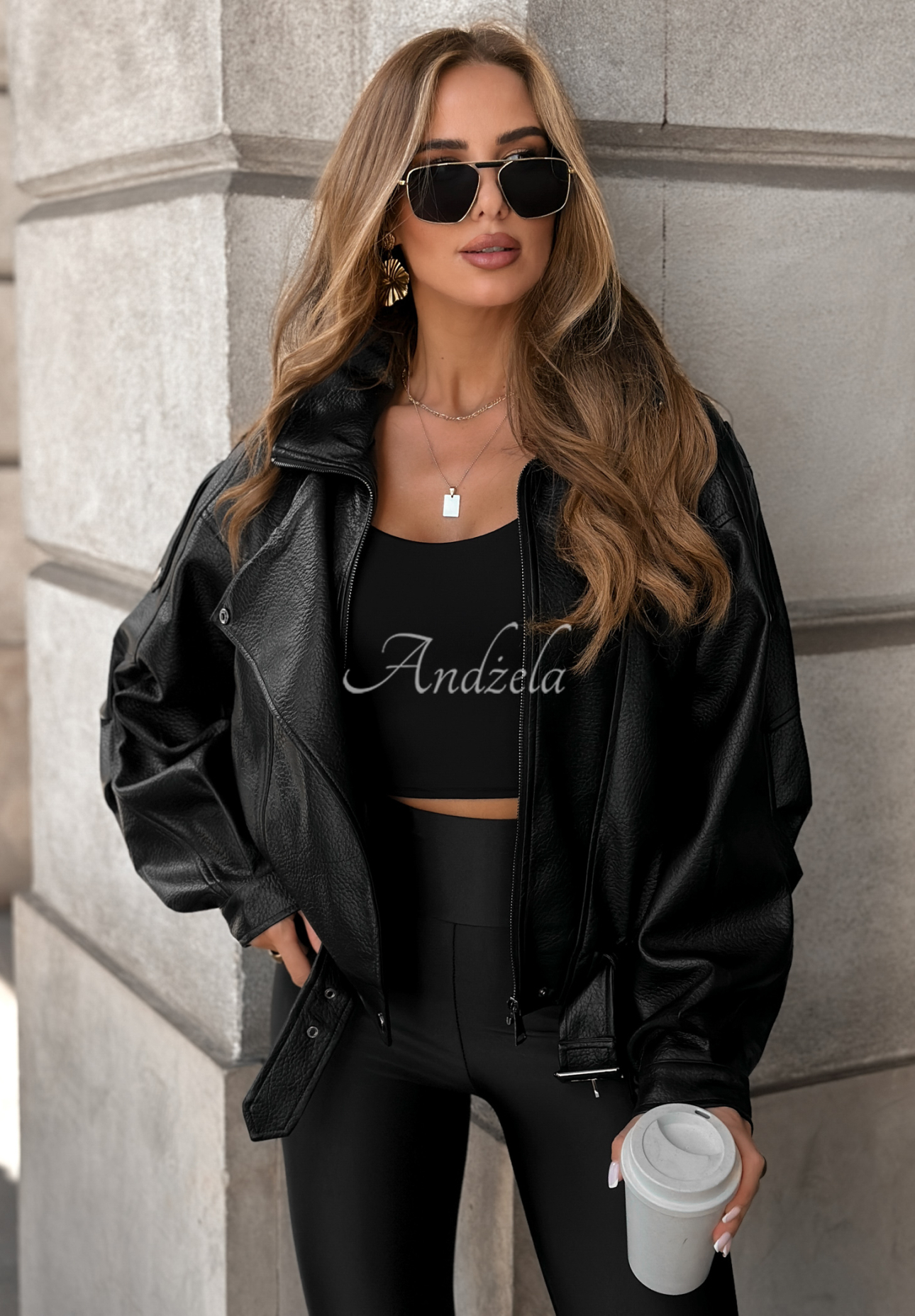 Leder-Bikerjacke Bitter Truth Schwarz