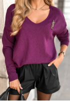 Leicht Pullover z dekoltem Sensibility Burgunderrot