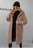 Długi Mantel kożuszek Just Enough dunkelbeige