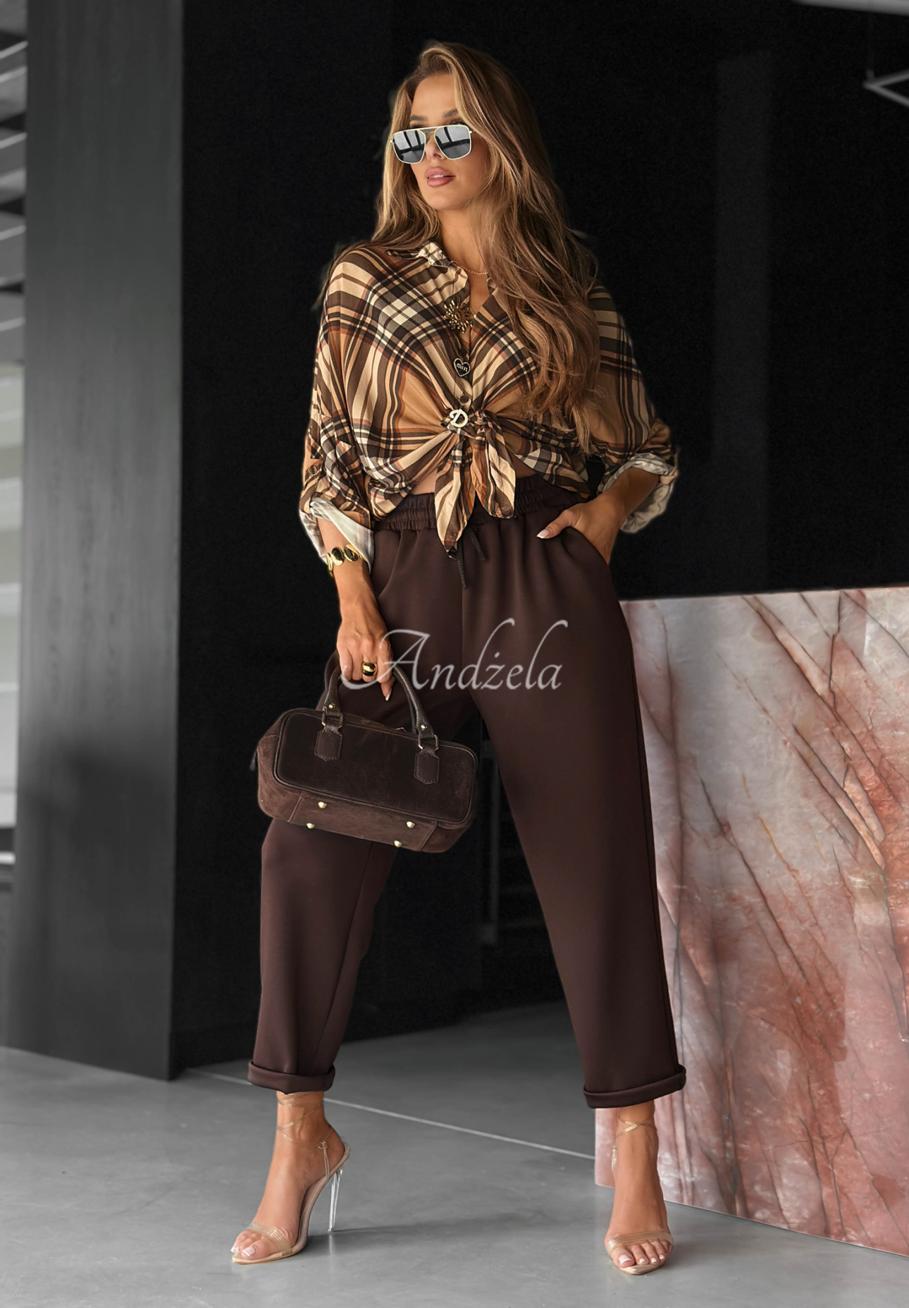 Stoffhose mit Viskose Chosen Silence Schokoladenbraun
