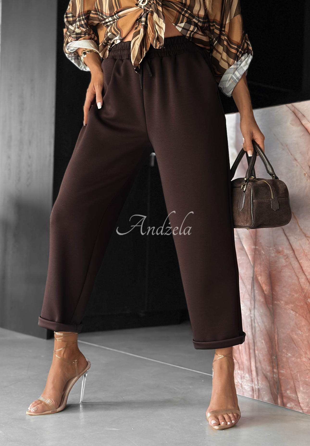 Stoffhose mit Viskose Chosen Silence Schokoladenbraun