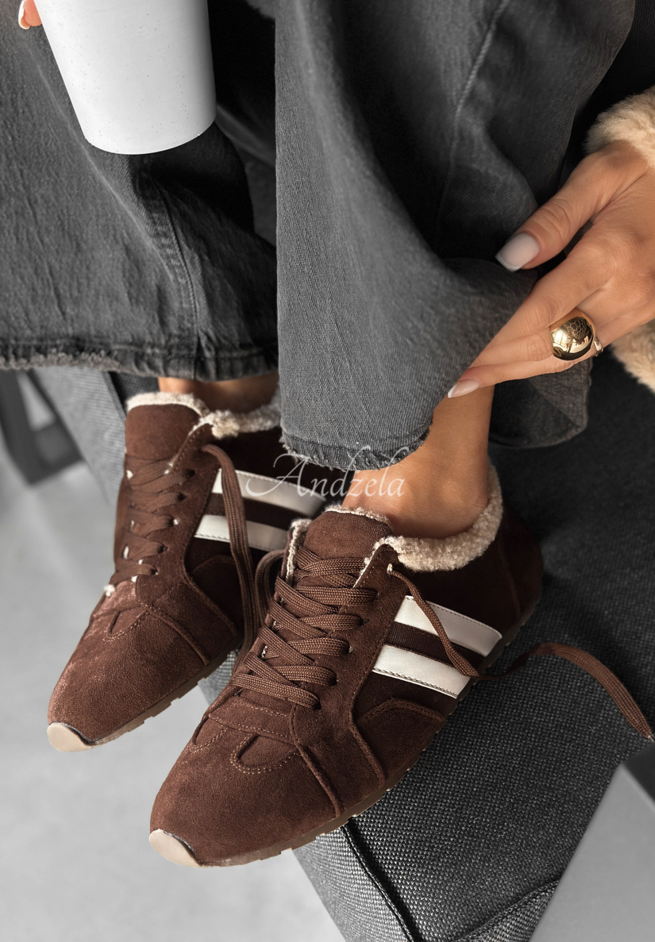 Sneakers mit Fell Deer Creek Schokoladenbraun