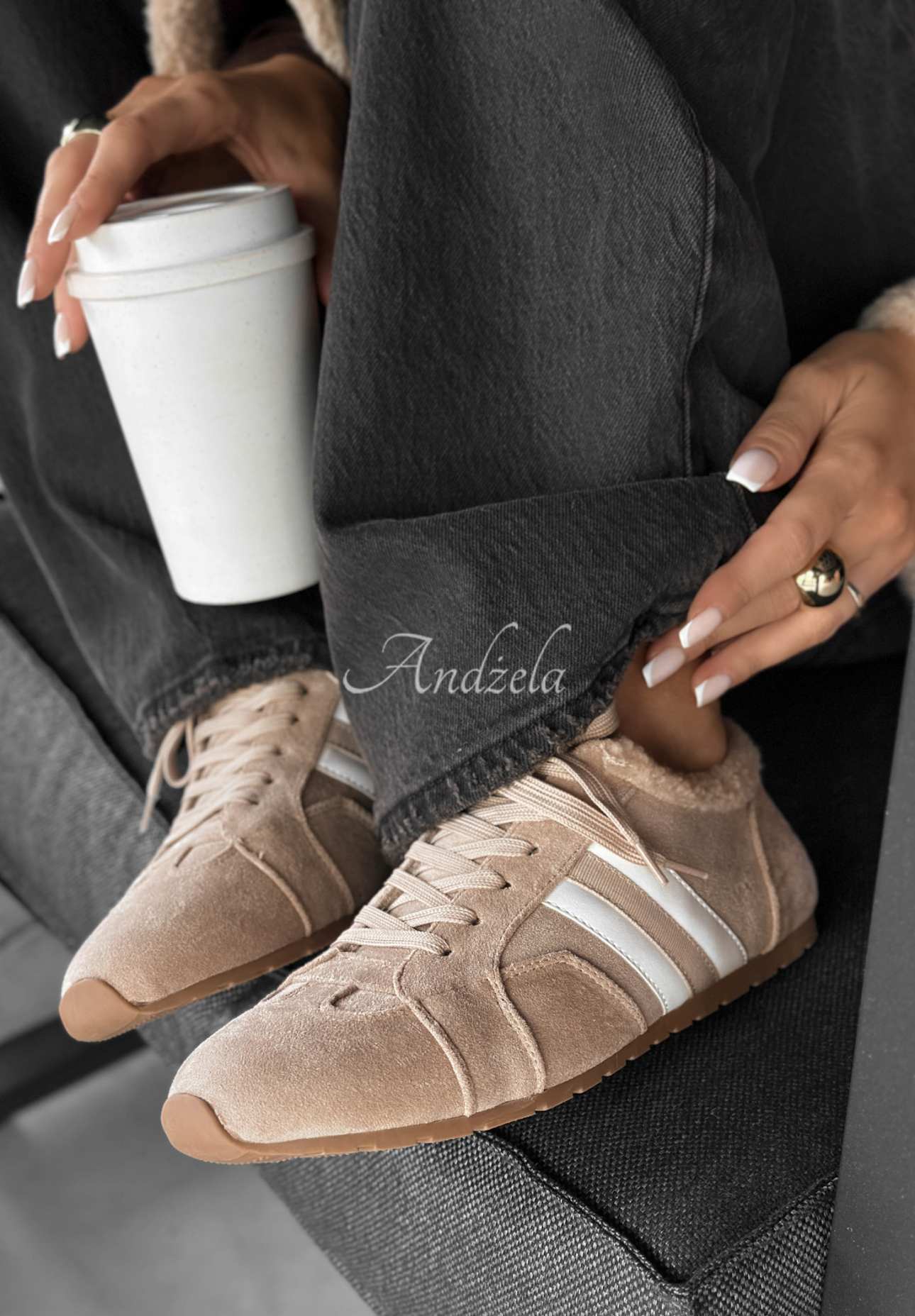 Sneakers mit Fell Deer Creek Beige