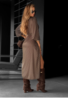 Kopertowa Kleid maxi w Punkte Out Of Touch Schokoladenbraun