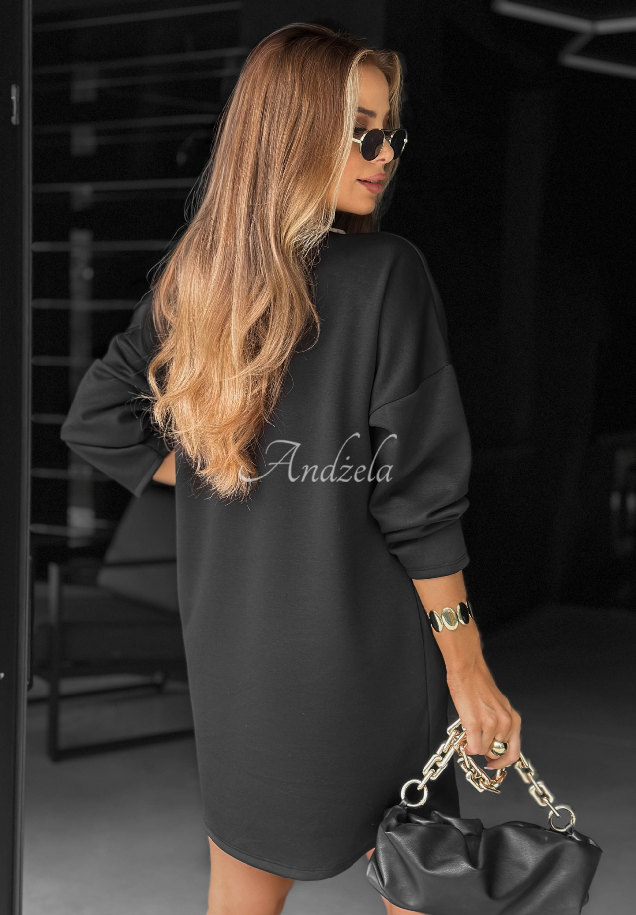 Bedrucktes Sweatshirtkleid Little Things Schwarz