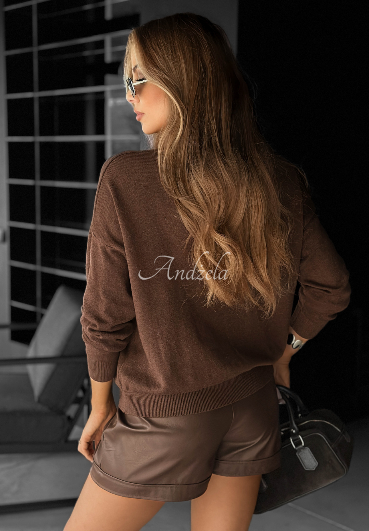 Viskosepullover mit Applikation Delicate Wings  Schokoladenbraun