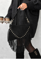 Zamszowa torebka z frędzlami Hold This Moment czarna