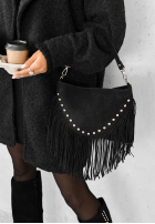 Zamszowa torebka z frędzlami Hold This Moment czarna