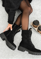 Sznurowane zamszowe Stiefeletten z kryształkami Miles Of Style Schwarz