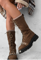 zamszowe Stiefeletten ze sznurowaniem Across Iceland Camel