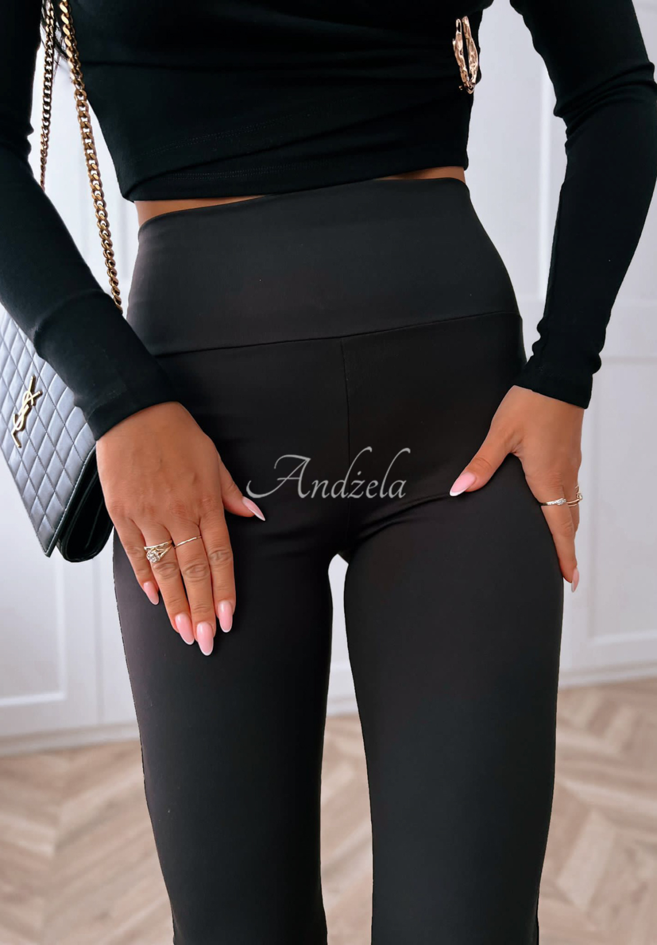 Ausgestellte Leggings aus Viskose Can’t Stop Schwarz