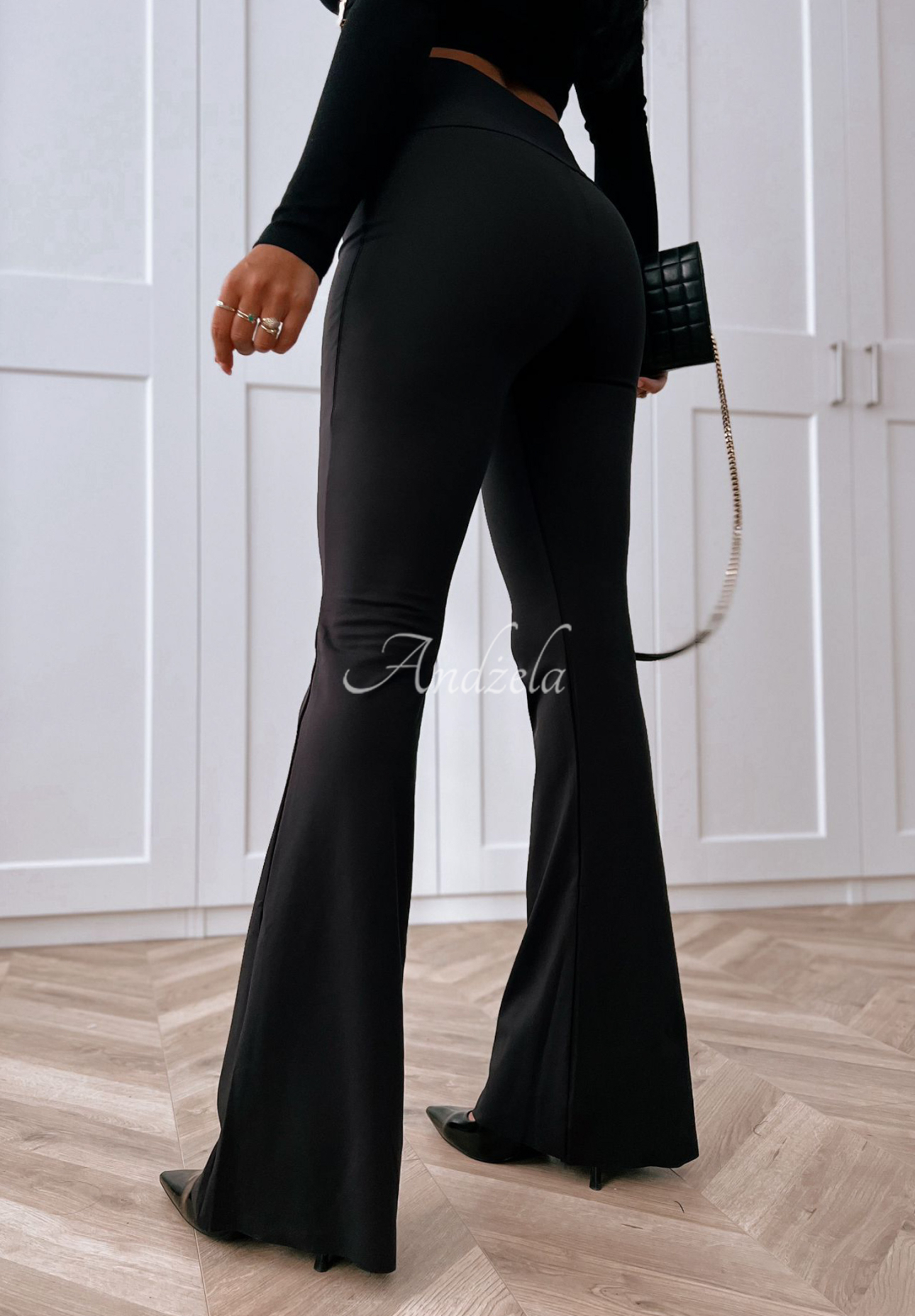 Ausgestellte Leggings aus Viskose Can’t Stop Schwarz