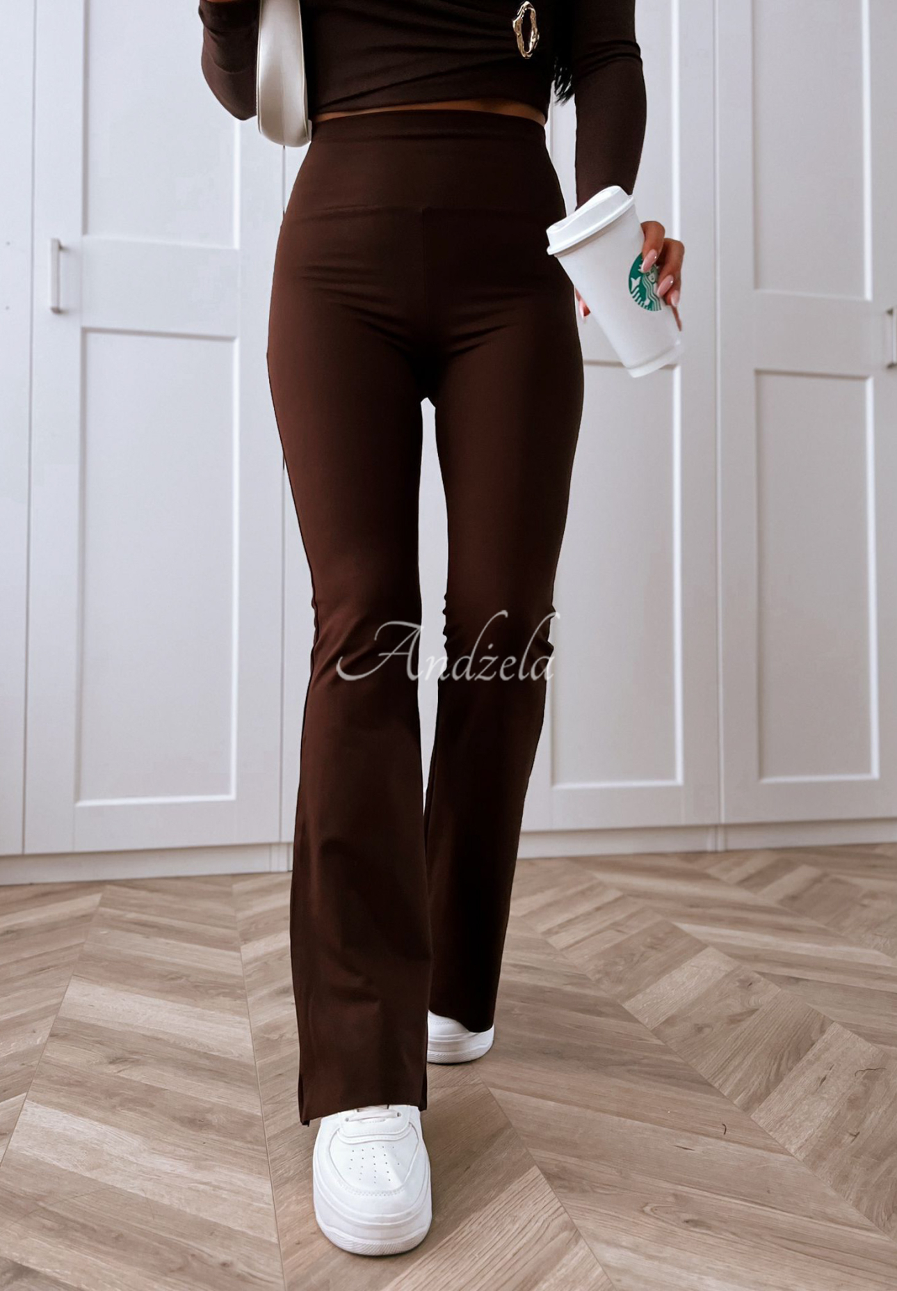 Ausgestellte Leggings aus Viskose Can’t Stop Schokoladenbraun