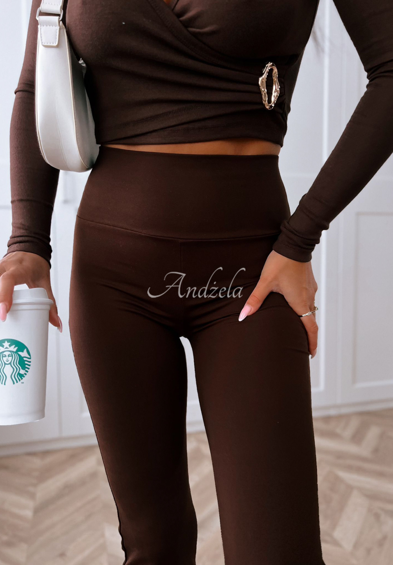 Ausgestellte Leggings aus Viskose Can’t Stop Schokoladenbraun